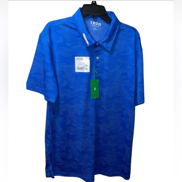 IZOD GOLF GRID POLO SHIRT BLUE COLOR SHORT SLEEVE NEBULAS BLUE SIZE EXTRA LARGE - Picture 1 of 14